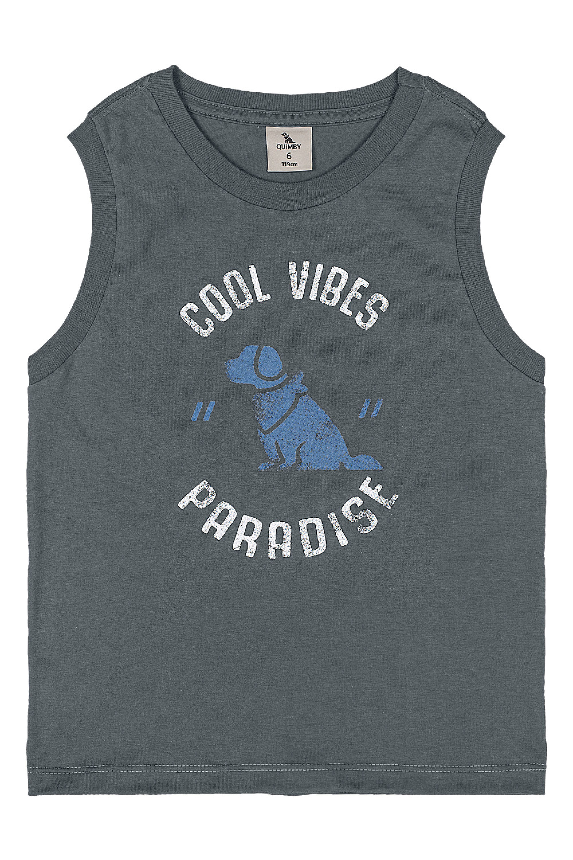 Regata Infantil Masculino em Algodão com Estampa (Cinza Escuro) Quimby - Imagem 8